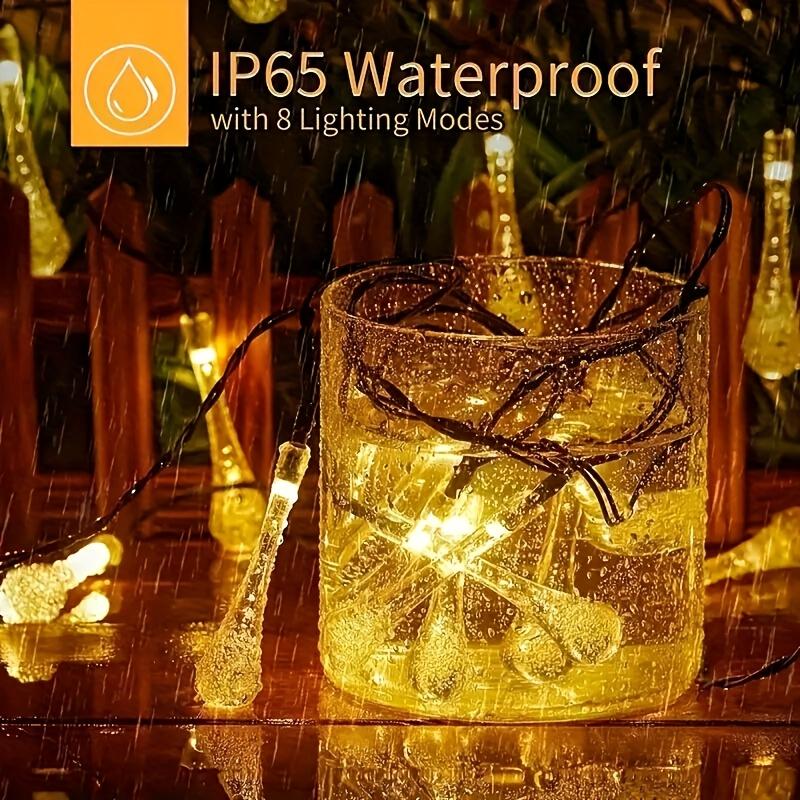 30 Leds Solar IP65 Yard Light Water Drop Lights, String Raindrop LightsSolar Festival Lamp for Birthdays Parties Christmas Decor