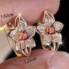 Cute Water Blue Red Zircon Hoop Earrings Female Luxury Crystal Rose Gold Color Wedding  For Women