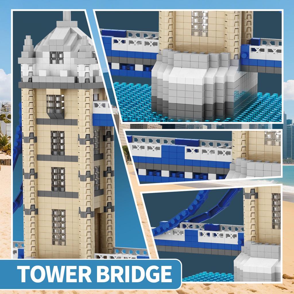 London Twin Towers Architectural Model Puzzle - High Difficulty Brain-Teaser Blocks Ornament