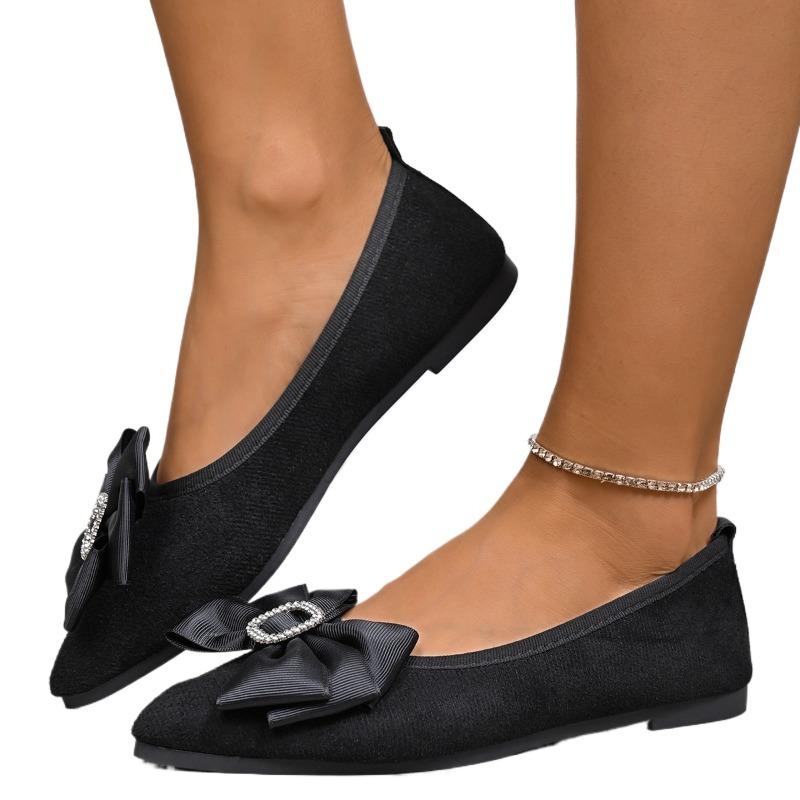 

Мода Большой Размер 2025 Новые Слипоны Женские Балетки Уличные Остроносые Неглубокие Балетки с Бантиком Мягкая Подошва Удобная Повседневная Обувь для Ходьбы 43 чёрный