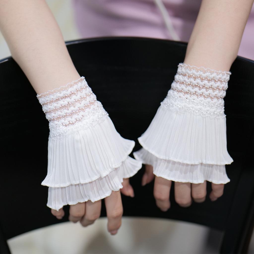 1 Paar Europäischer Damenhafter Stil Weißes Spitzenmanschetten Falscher Kragen Damenbekleidungszubehör Hochzeitskleid Dekorativer Ärmel