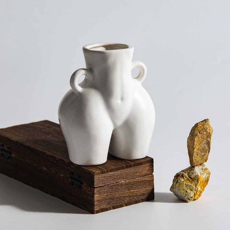 Nordic Human Body Shape Creative Ceramic Vase for Dried Flowers Home Decor Modern and Simple Design 14CM