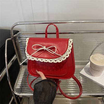 Sweet Lace Stylish Simple Design Bow Casual Shoulder Crossbody Portable Small Square Bag