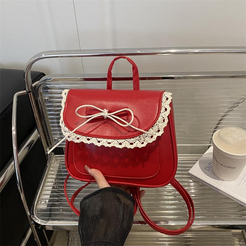 Sweet Lace Stylish Simple Design Bow Casual Shoulder Crossbody Portable Small Square Bag