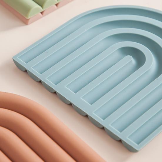 Rainbow Silicone Pot Mat Heat Resistant Trivet for Hot Dishes Non-Slip Table Placemat for Kitchen Home Bar Outdoor Use