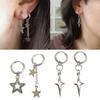 Gothic Punk Style Earrings Metal Drop Earrings Silver Color Star Crosses Pendant