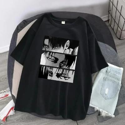 Anime Attack on Titan Bedrucktes T-Shirt Cartoon Levi Ackerman Harajuku Unisex Kurzarm Tops Tees Lässiges T-Shirt Damen T-Shirt