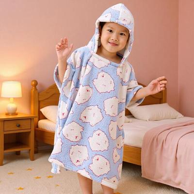 Printed Coral Fleece Kids' Cartoon Bath Cape