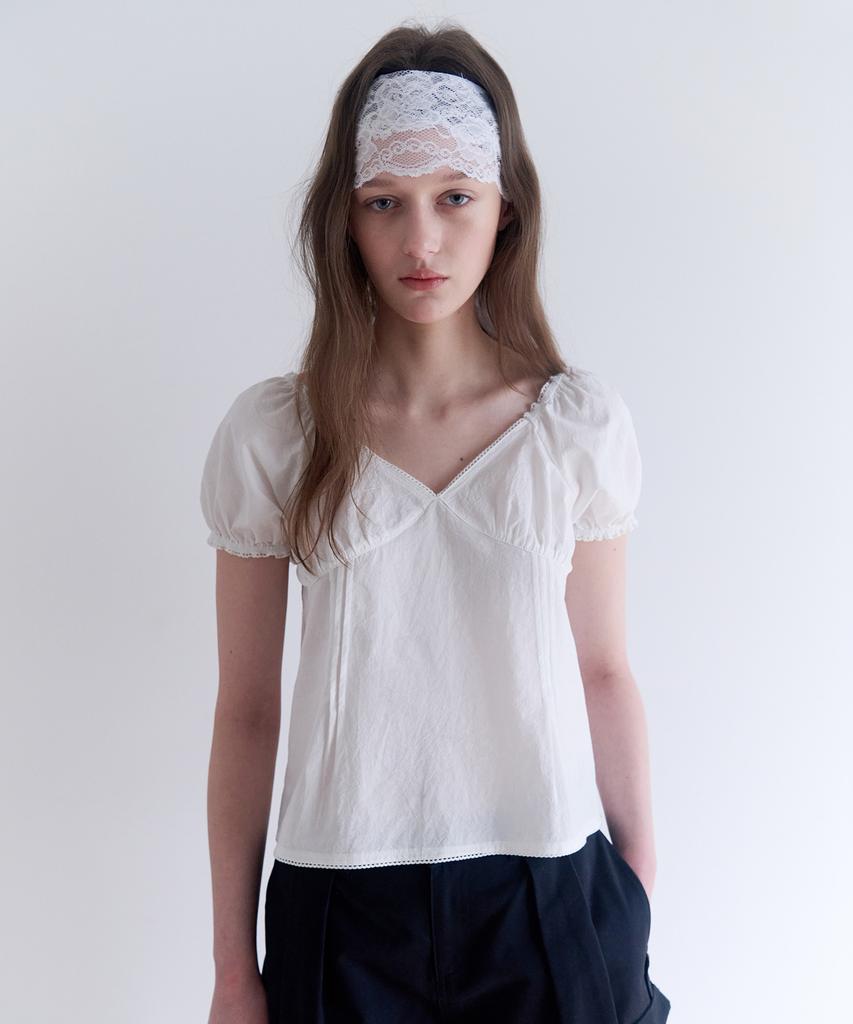 ROLAROLA Puff Sleeve Shirring Blouse White