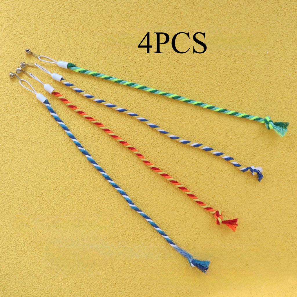 4PCS Interactive Cat Toy Satin Ribbon Bell Cat Stick Toys Kitten Playing Teaser Wand Toy Cat Supplies Replacement Head
