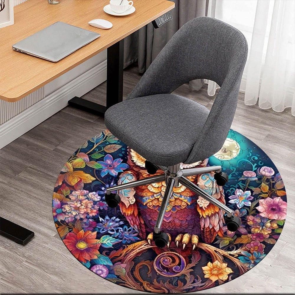 

Enchanted Garden Jigsaw Puzzle: Colorful Floral Owl Night SceneRound Non-Slip chair mat chair carpet for office Rugs for Office Decor Gift For Valenti 80cm by 80cm