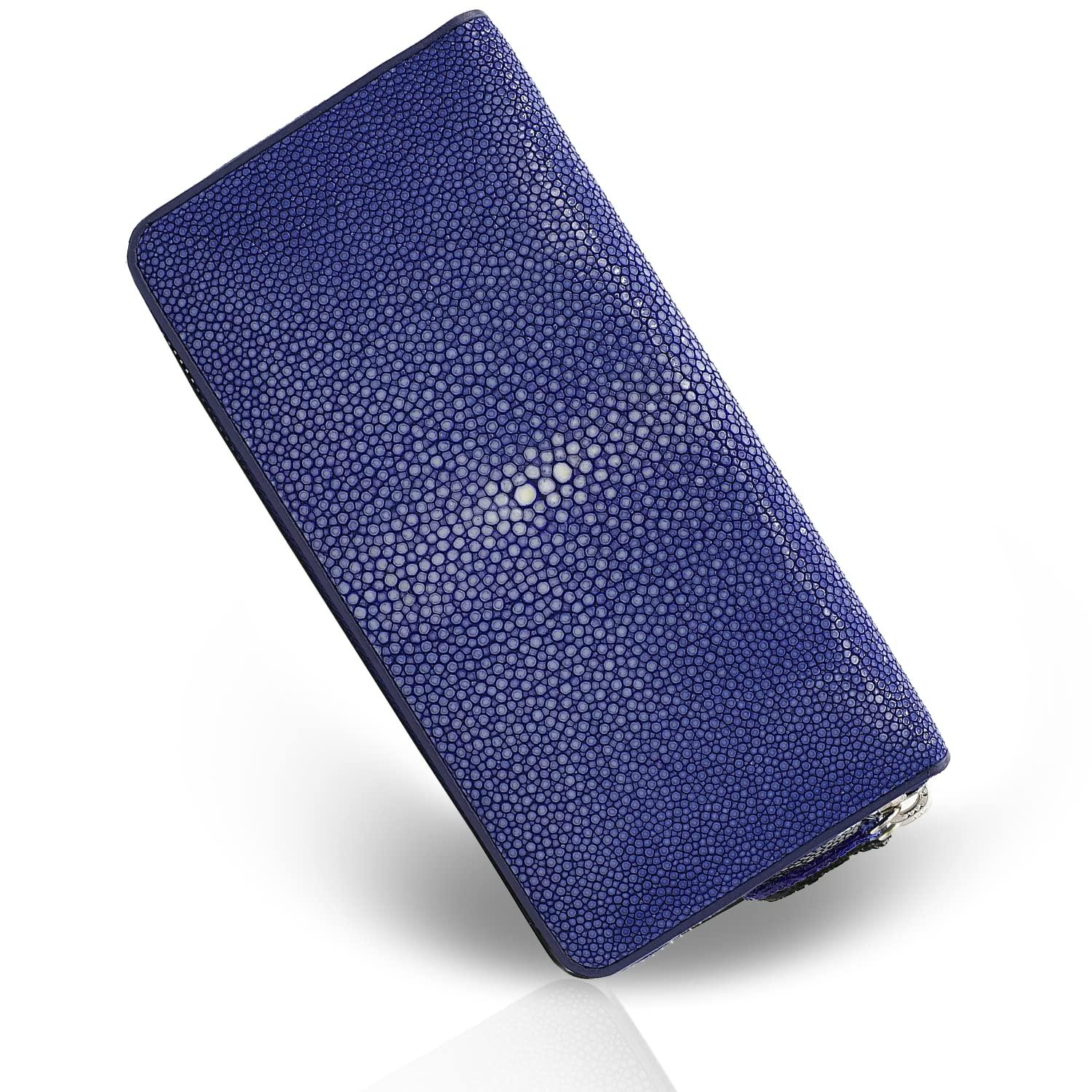 

Гаманець Hum Stingray довгий із круговою блискавкою, шкіра ската (Midnight Blue), Популярна натуральна шкіра, Велика місткість