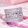 Huitan Luxury Trendy Women Wide Rings Full Paved Cubic Zirconia Fashion Design Wedding Party Gorgeous Lady Accessories Jewelry