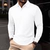 Plain-coloured men’s polo shirt with a turn-down collar and long sleeves