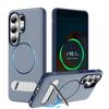 Frosted Magnetic Metal Holder Phone Case For Samsung S26 S25 Ultra S24 S26 S23 Plus S25 FE For Magsafe Wireless Charging Cover
