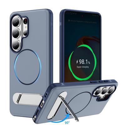 Frosted Magnetic Metal Holder Phone Case For Samsung S26 S25 Ultra S24 S26 S23 Plus S25 FE For Magsafe Wireless Charging Cover