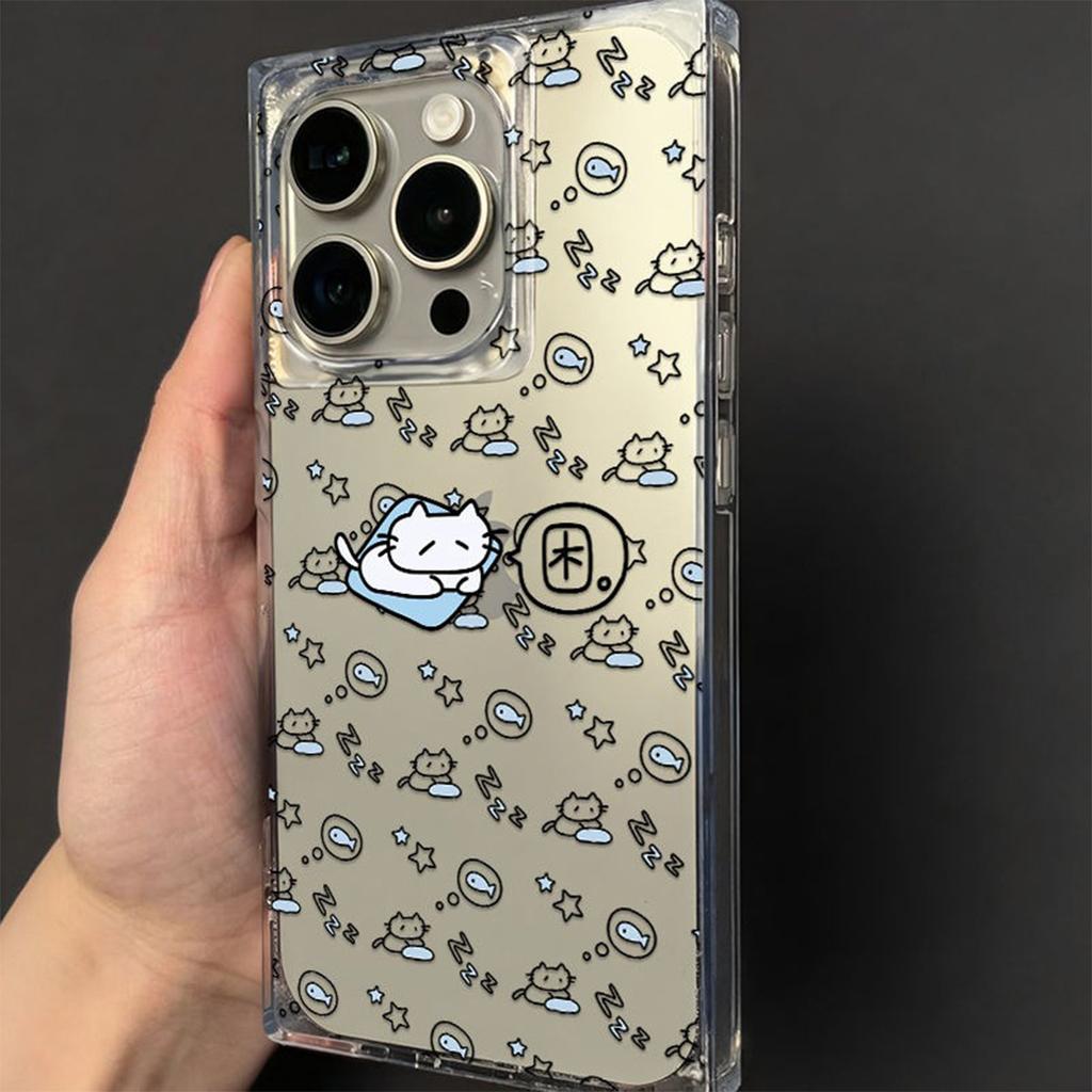 Ice Crystal Square Airbag Anti-fall Shell Three-dimensional Funny All-inclusive for IPhone15 Square Mobile Phone Case Simple