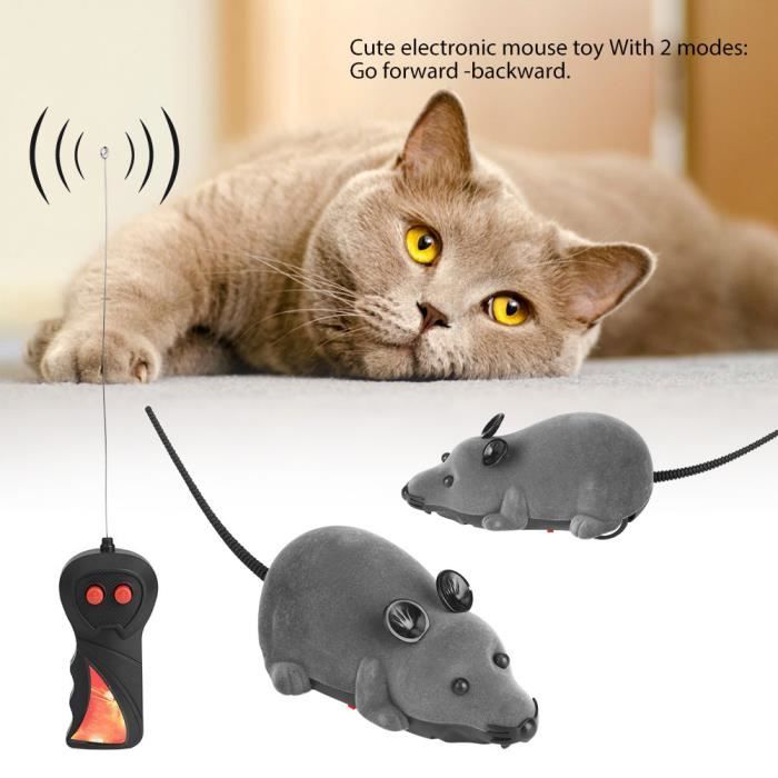 Tbest Jouet souris Souris sans Fil pour Chat Chien Drôle Cadeau Jouet pour Animaux Télécommande Gris