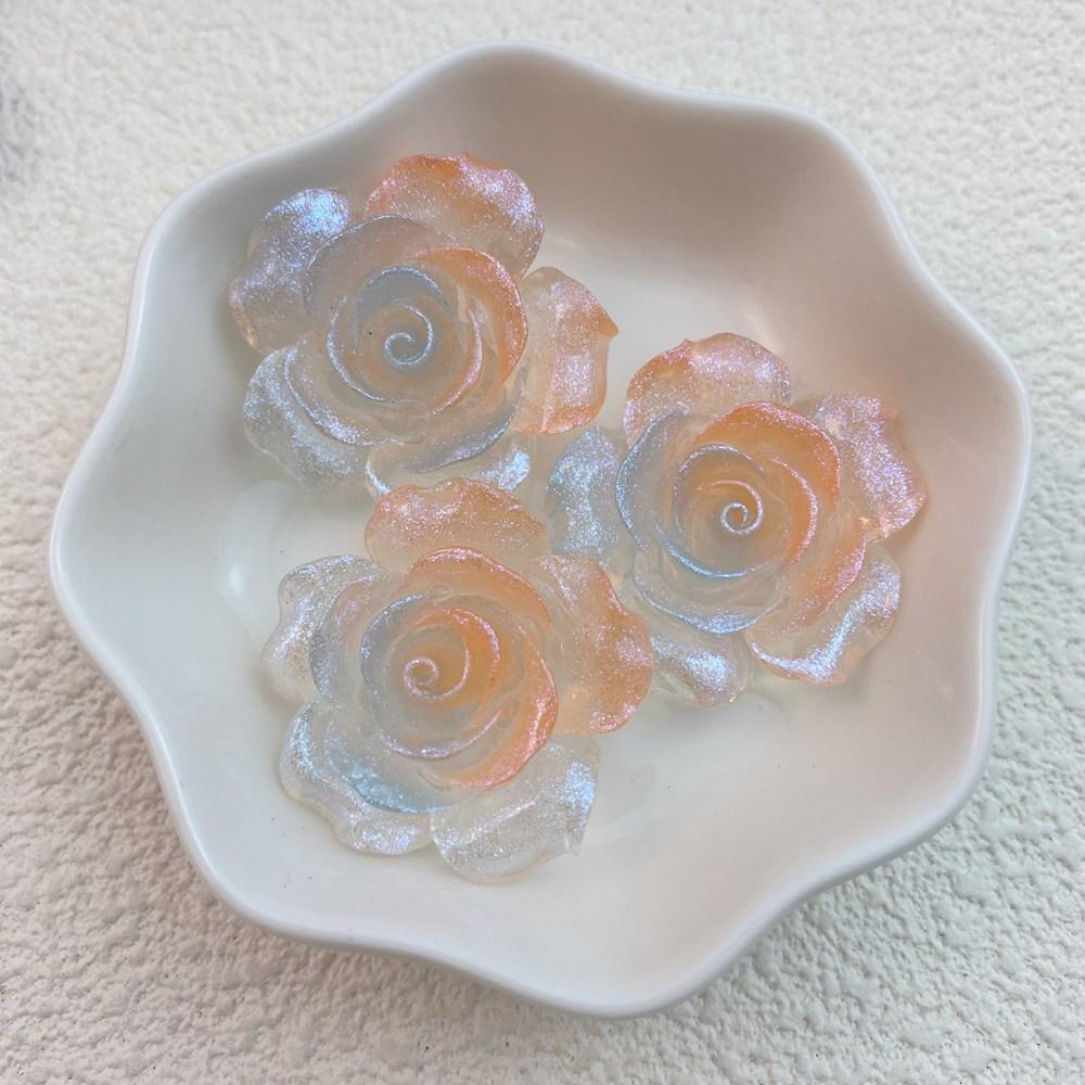 5Pcs New Cute Resin Sparkling Roses Series Flat Back Parts Embellishments For Hair Bows Accessories