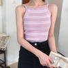 Korean Summer Top Women Spaghetti Strap Striped Halter Knitted Camisole Women's Clothes