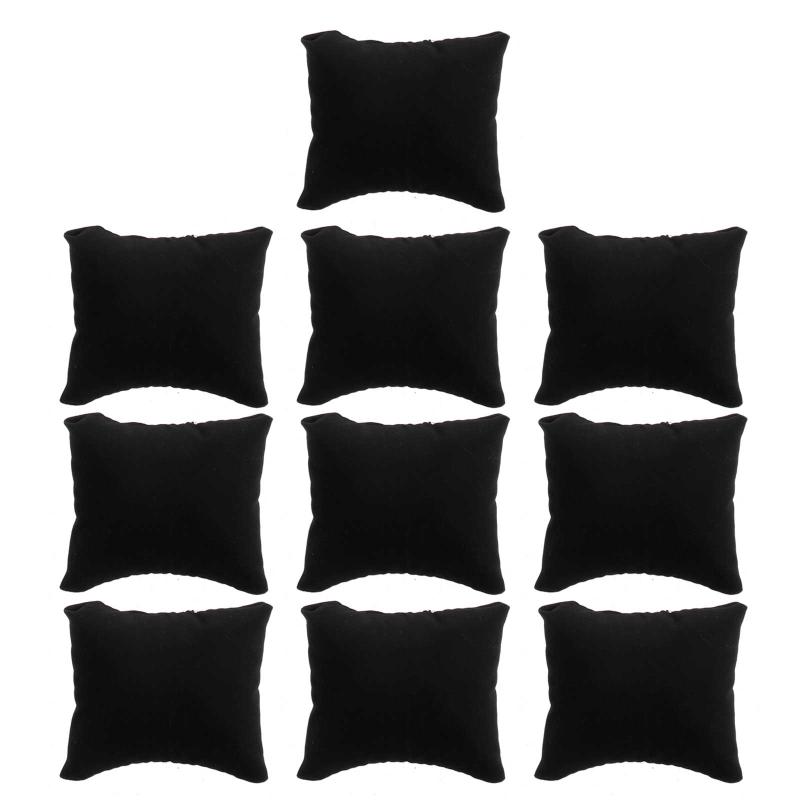 

10 шт. Бархатная подушка для браслета, многоцветная подушка для ювелирных изделий, подушка для часов, подушка-подставка для браслетов, набор, мешочек для ювелирной подушки чёрный