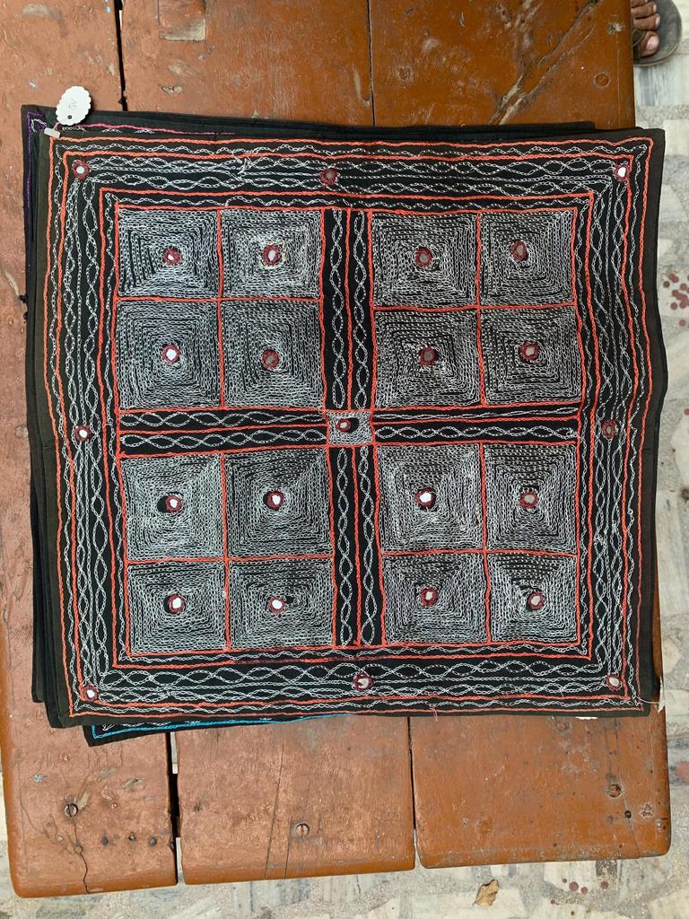 Hand Embroidered Cotton Pillow Cover: Bohemian Cushion (40"x 40")