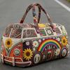 Gesteppte Reise-Tragetasche Damen Blumendruck Yoga Fitnessstudio Handtasche Lässig Wochenende