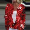 Women's Fashion Printed Long Sleeve Knitted Cardigan Button Down Jacket