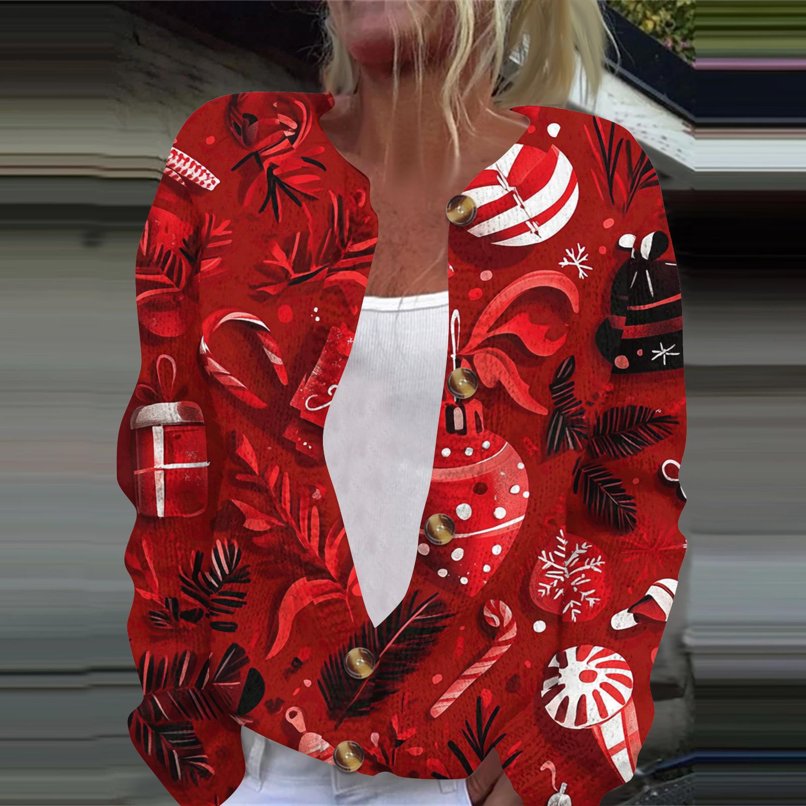 

Женская модная принтованная куртка с длинным рукавом и вязанным кардиганом на пуговицах XL винный