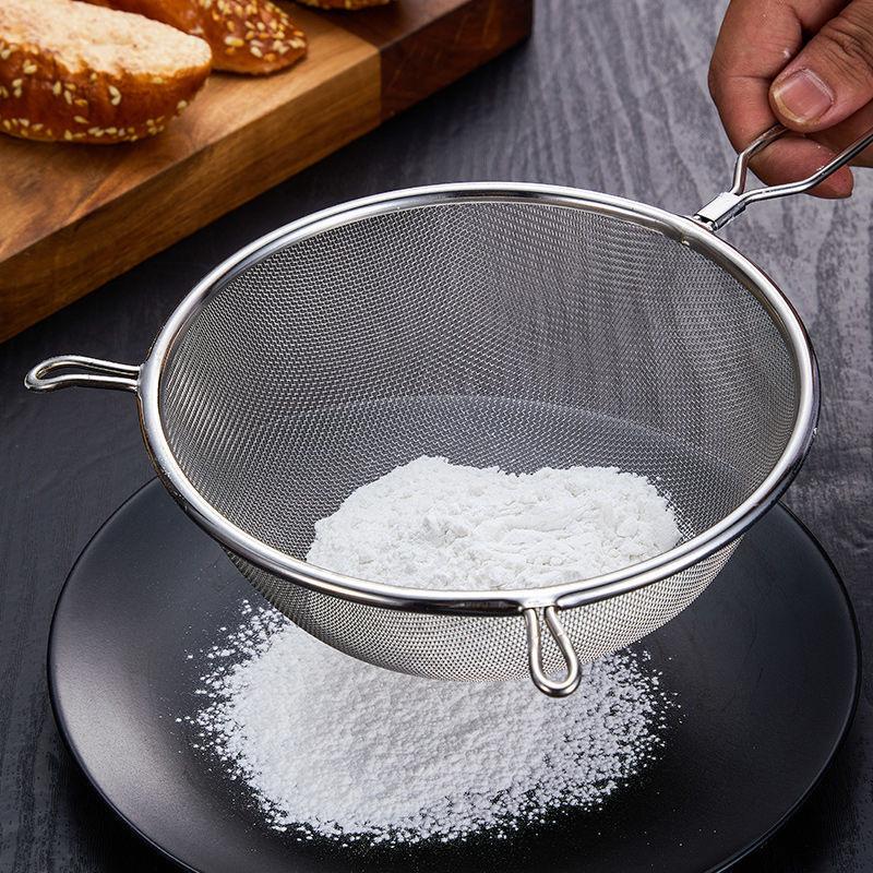 304 Stainless Steel Ladle & Skimmer with Wooden Handle, Double Ear Design for Kitchen Straining