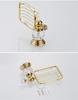 Crystal Soap Net Stand, Gold Toilet Bathroom Accessories Zinc Alloy Hanger Wall Mounted with Soap Disher Retro Design Shelf