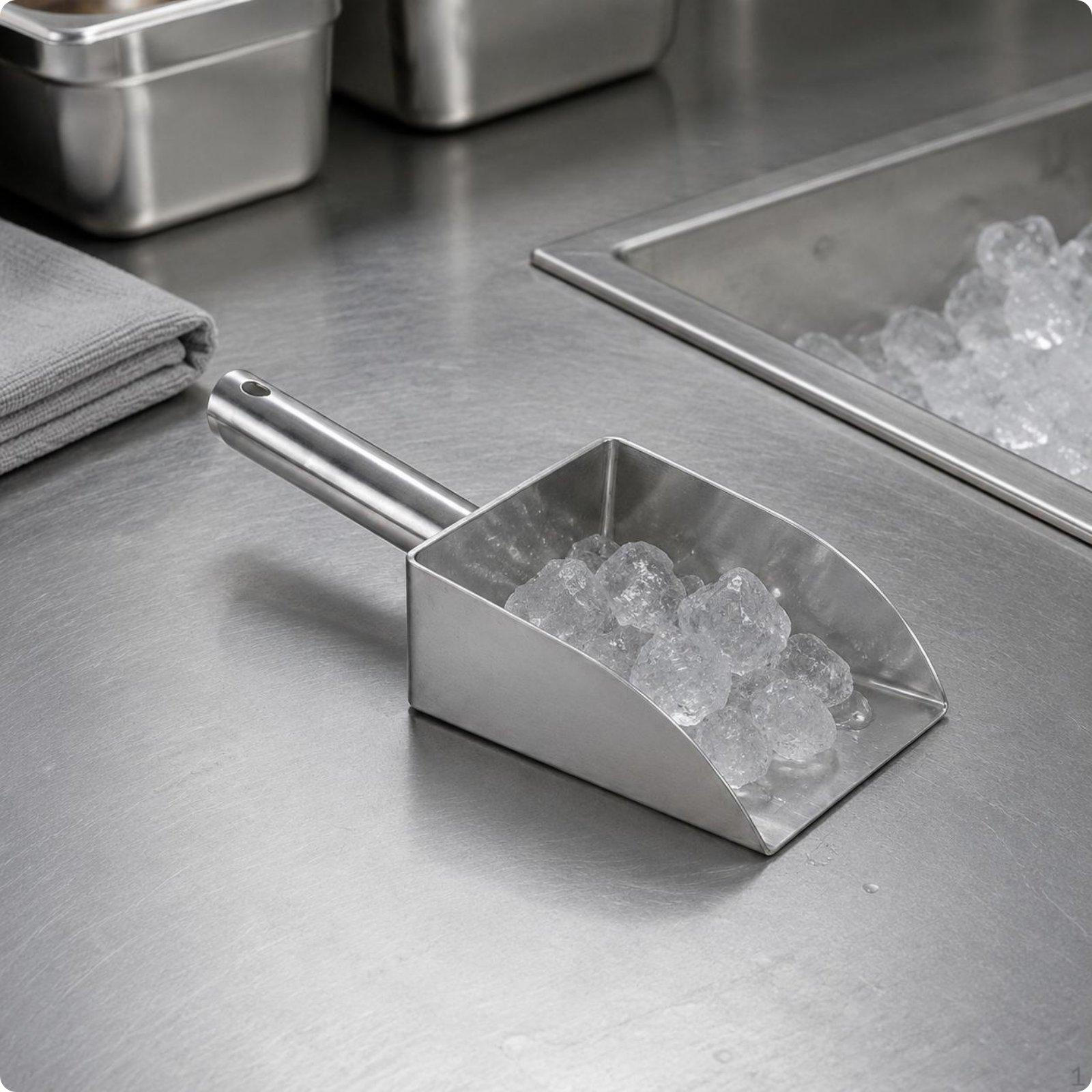 304 Stainless Steel Ice Ladle Commercial Grade Square Heavy Duty Kitchen Tool for Shop Owners, 304 Ice Scoop - S