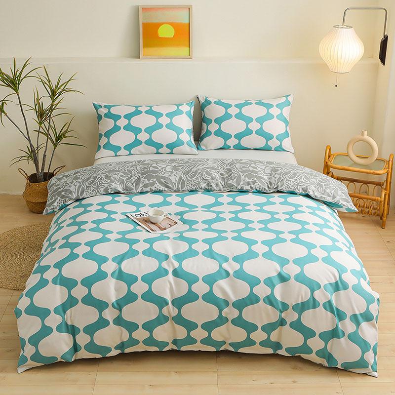

New Brushed Printed Duvet Cover Set Soft and Breathable Quilt Cover 2 Pillowcase Queen Single Size Bedding Sets for Adults EU Single(135*200cm)3pcs