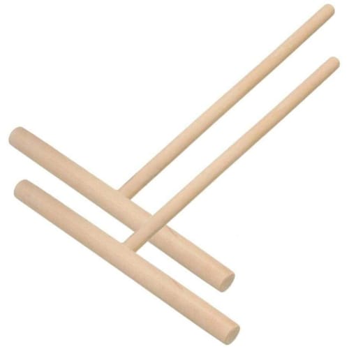 PULABO 2-Piece Wooden Crepe Maker with Pancake Batter Spreader Sticks, Kitchen Cookware Tools for Restaurants and Cafeterias, Durable