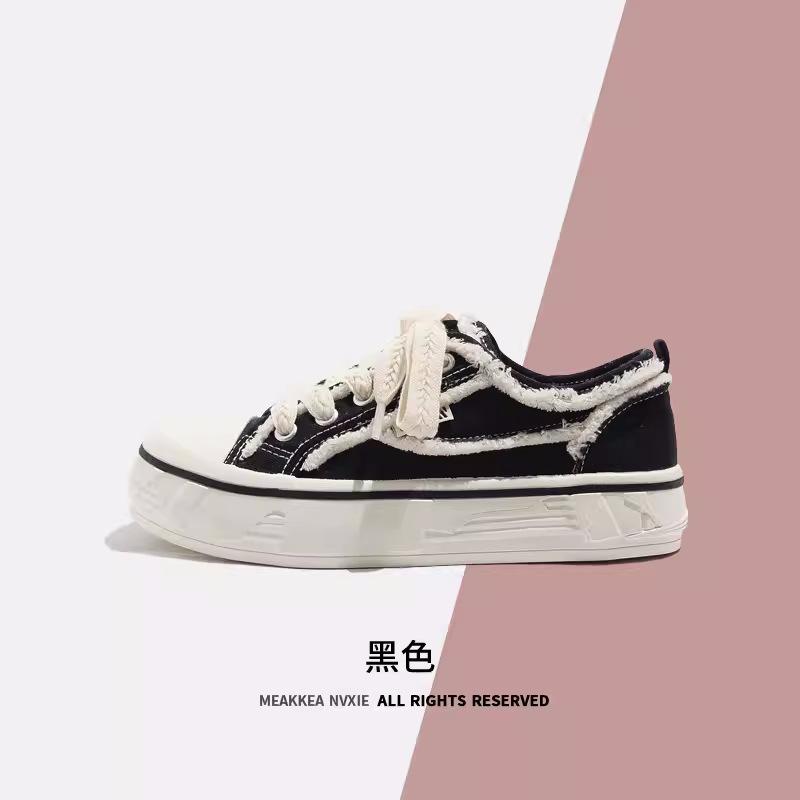 canvas shoes women's shoes platform spring breathable niche 2025 new Korean version versatile little white shoes thick baseplate shoes students