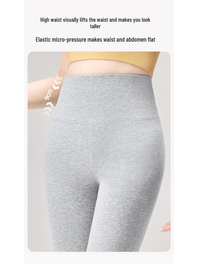 Plus Size Women's High Waist Thermal Cotton-Wool Pants - Antibacterial, Autumn/Winter Base Layer