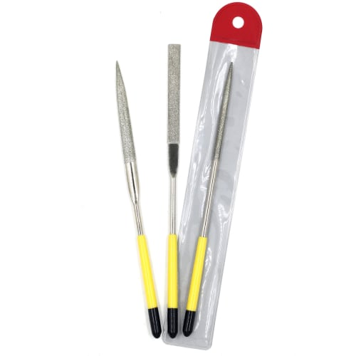 Genuine Diamond Files, 3-Piece Set, Precision Rod Files with Storage Case, 140mm, for Small Crafts, Plastic Model Tools