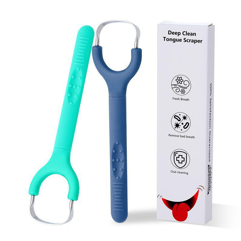 Tungeskrape i rustfritt stål Tungeluktfjerner Åpning Dyp håndtak U-formet Åpen tungeskrape Munnrengjøring