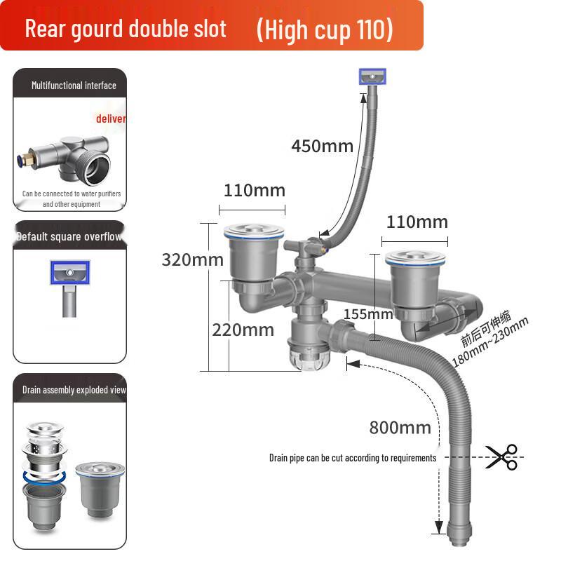 

SIOYIE Retractable Stainless Steel Wall-Mounted Drain Pipe
