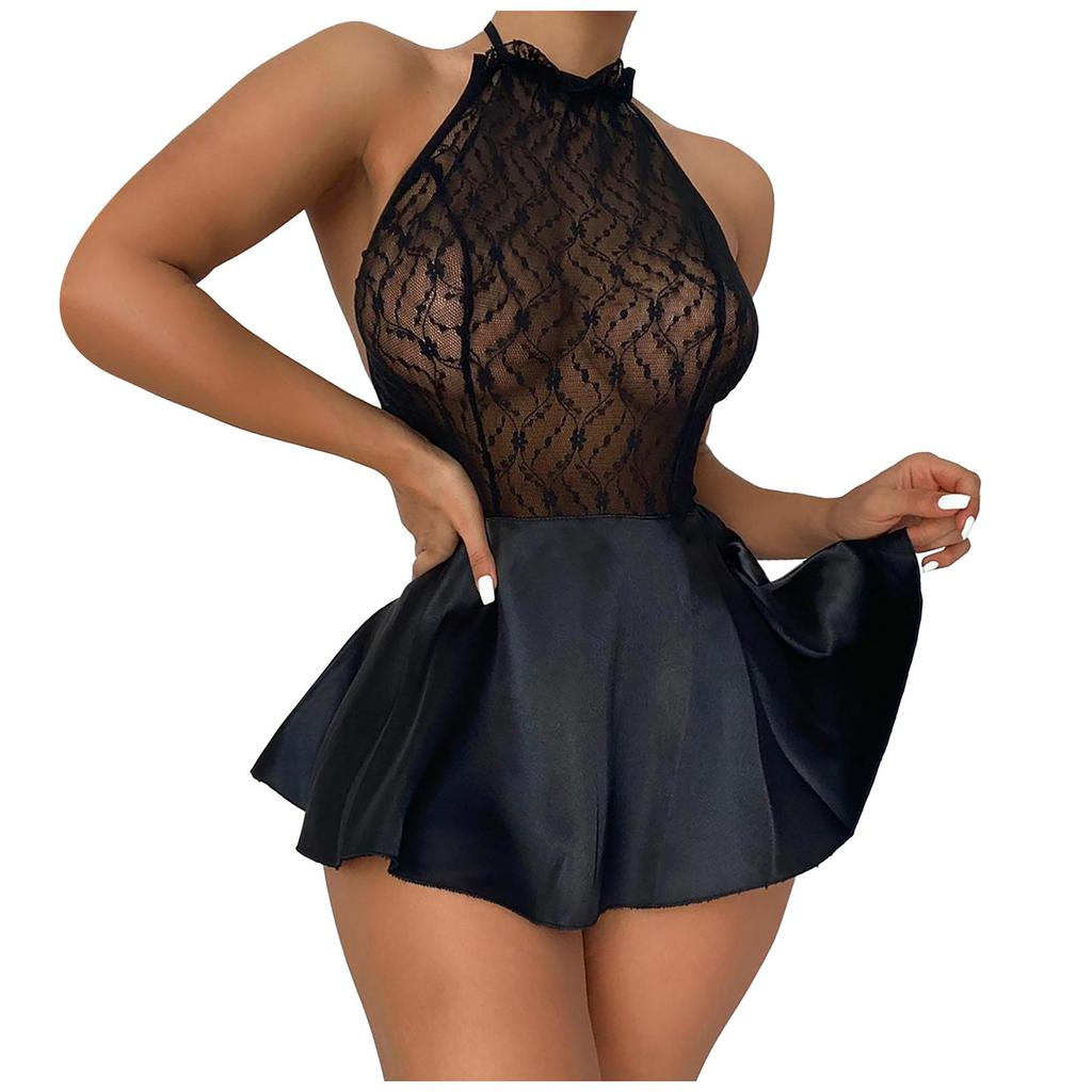 Women' Fashion Solid Color Strap Sexy Lace   Nightdress Underwear