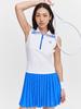SERGIO TACCHINI W Resort Half-Zip Pattern Pleated Sleeveless Dress (D.Blue)