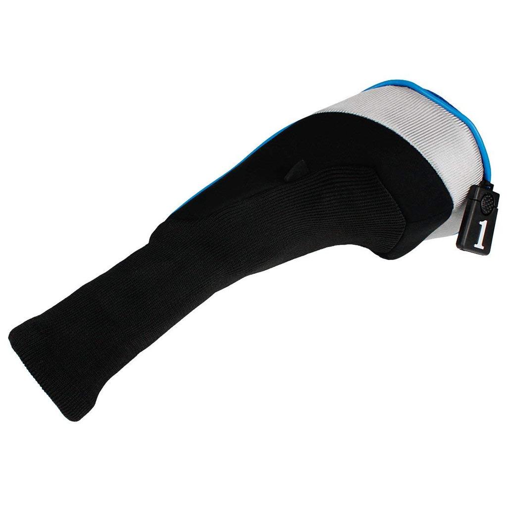 Andux Golf Long Neck Wood Driver Headcovers with Interchangeable Numbered Set of 3 Tags, (Blue)