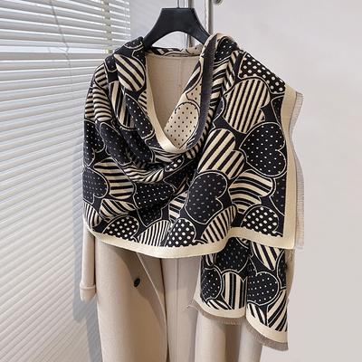 2024 Latest Design Winter Two-Sided Jacquard Cashmere Scarves High Quality Women Thicken Wrap Shawl Ladies Wool Pashmina Scarf