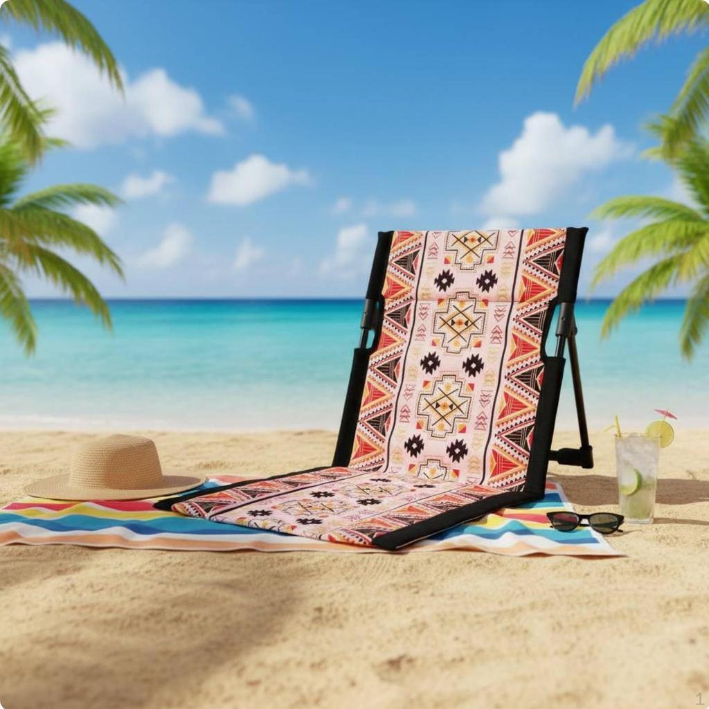 Sedia da Spiaggia Pieghevole Portatile Seduta da Terra Pieghevole con Schienale Cuscino da Terra per Bambini,
