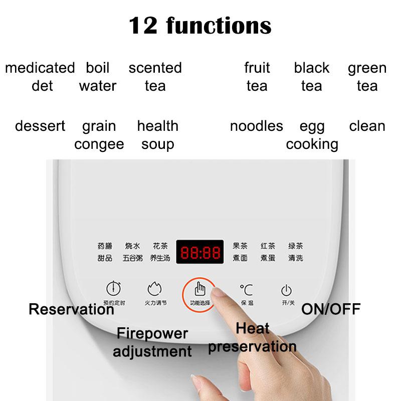 Zdravotní konvička 220V Jiuyang multifunkční květinová konvice na čaj skleněná konvice na guláš 1,5L přenosný mini multivarič Dezertní vařič
