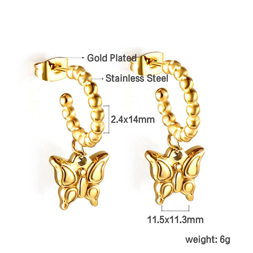 Luksusowe europejskie i amerykańskie kolczyki koła ze stali nierdzewnej z koralikami ze stali