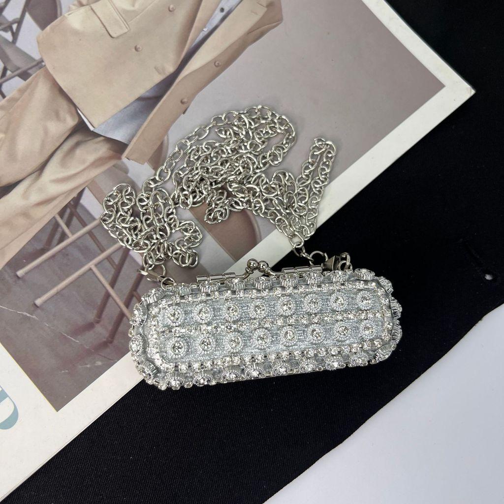 Fashion Mini Lipstick Clutch With Chain And Crystal Decor For Daily Use