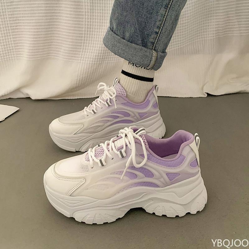 

Fashion Thick Soled Women s Shoes 2025 Popular Running Non Slip Sports Shoes Breathable Mesh Dad Shoes Platform Sneakers Zapatos Mujer 40 фиолетовый