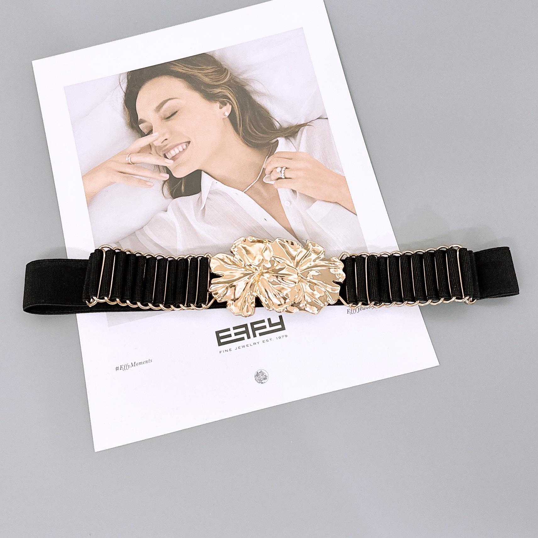 Женский Элегантный Эластичный Пояс с Пряжкой-Цветком из Сплава Width 3cm, Length 55cm (not stretched)