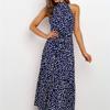 GMXIA Summer 13 Color Halter Print Polka Dot Lace-up Dress Long Sleeveless Dress